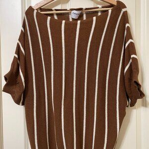 Callahan Oliva Top - Stripe Coco Mocha, Lightweight Knit Top, Small EUC